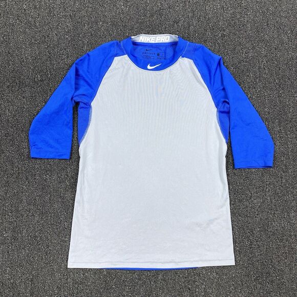 Nike Pro T Shirt Mens Gray Blue Fitted MLB Dri-Fit Training Baseball Size Medium - Picture 1 of 5
